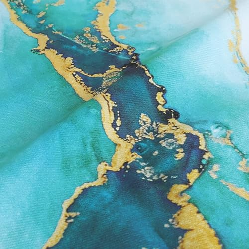 Miniatura 5 de Bonhause juego de 4 fundas de almohada decorativas de mármol turquesa de 20 x 20 pulgadas, dos caras, con arte abstracto en tonos turquesa y dorado,