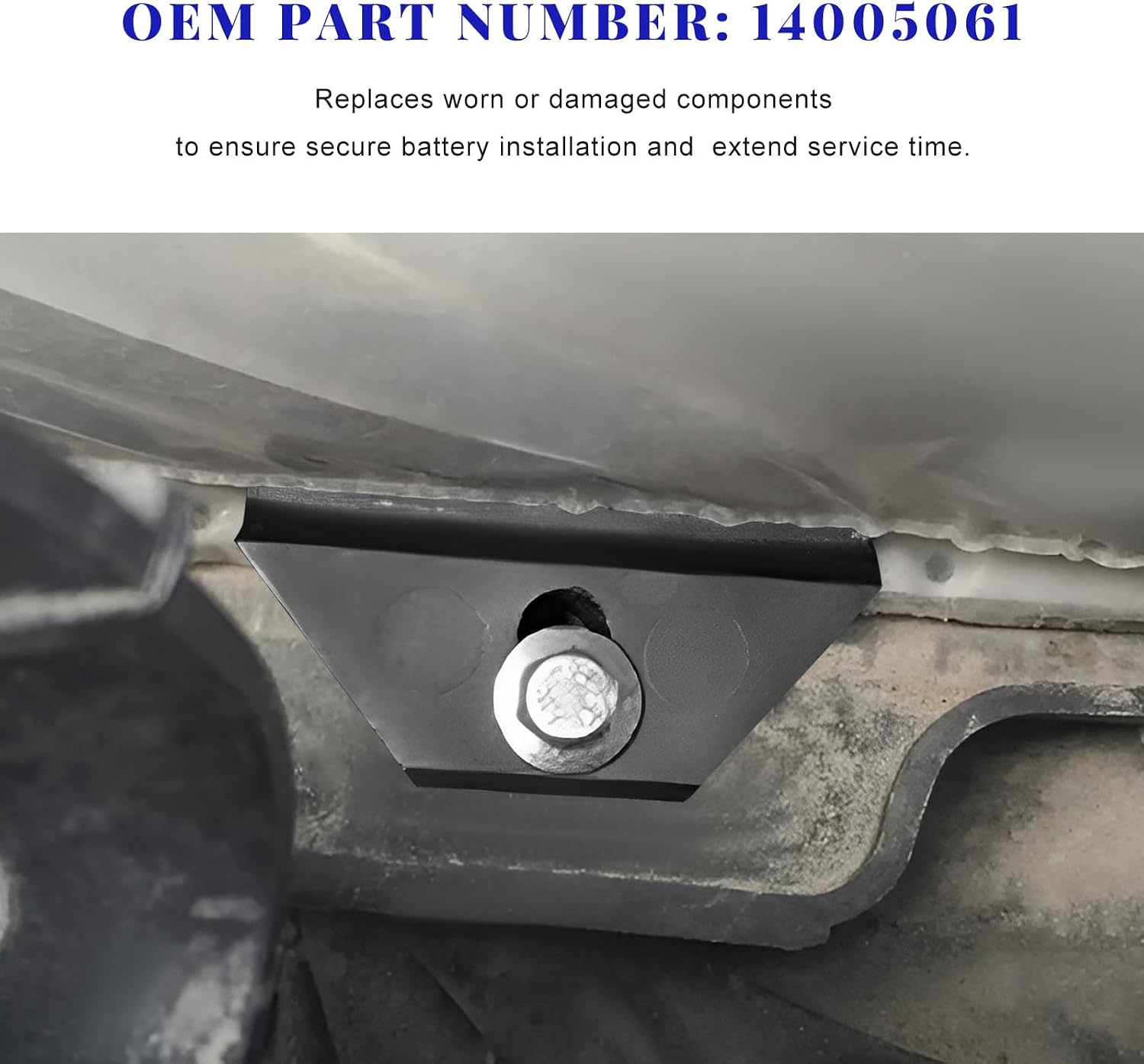 Base Clamp Battery Hold Down, Car Battery Tie Down Bracket Replacement with 304 Stainless Steel M6 Bolt, OEM #14005061 Vehicle Batteries Holder Compatible with Select Models