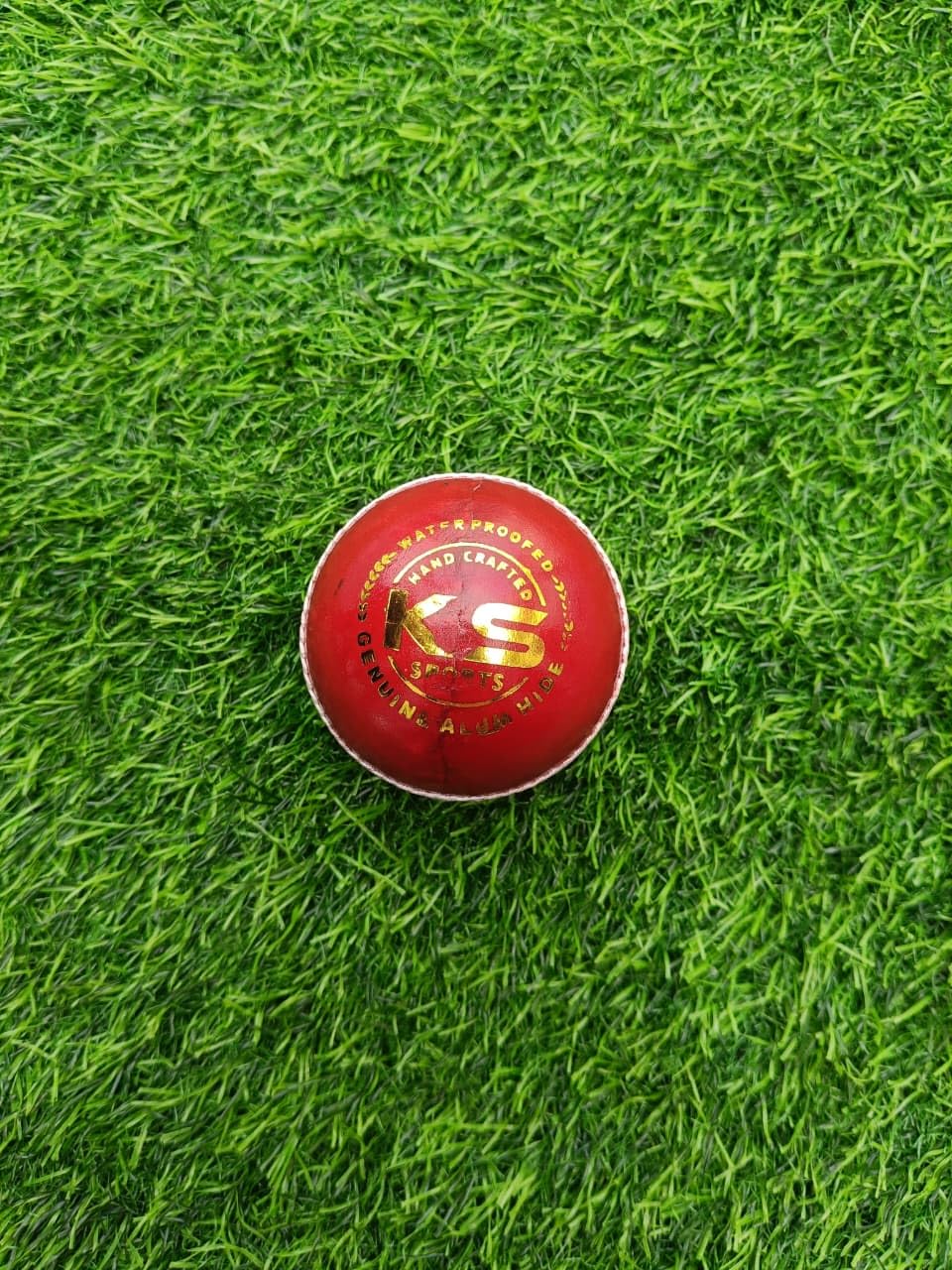 KS Sports Waterproof Hand Crafted Cricket Ball, Red Leather, Genuine Alum Tanned Pack of 1-picture-15