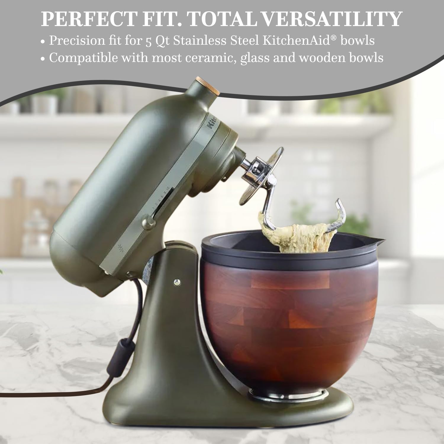 The Original MIXAID™ Silicone Bowl Insert Liners for KitchenAid Tilt-Head 5 Qt Stand Mixers – 3 Silicone Liners & Lids – Replacement Mixer Accessories – Not for Bowl-Lift Models