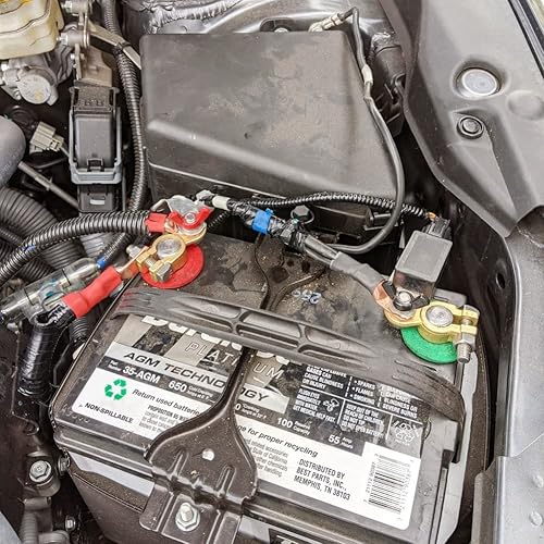 Miniatura 5 de Conectores de terminal de batería de latón, abrazaderas de terminal de batería de poste superior de 12-24 V para automóvil y barco (1 juego)