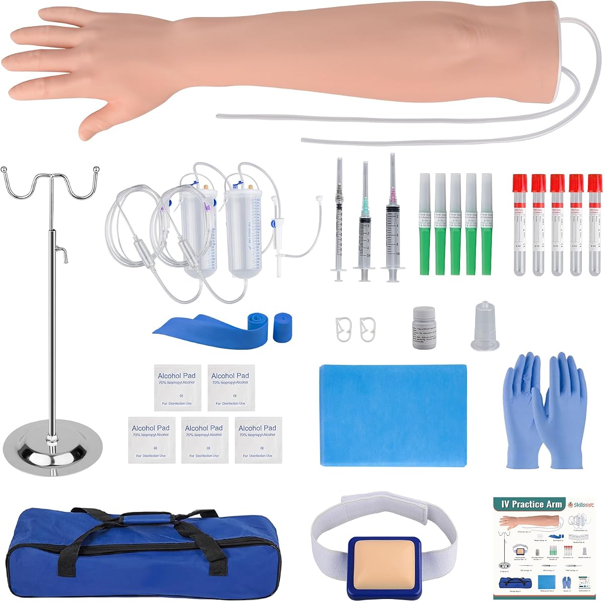 Phlebotomy Practice Kit, Blood Draw & Venipuncture Training Arm | IV Flashback and Catheter Insertion, Medical Education, Nursing Skills Labs, Silicone Skin