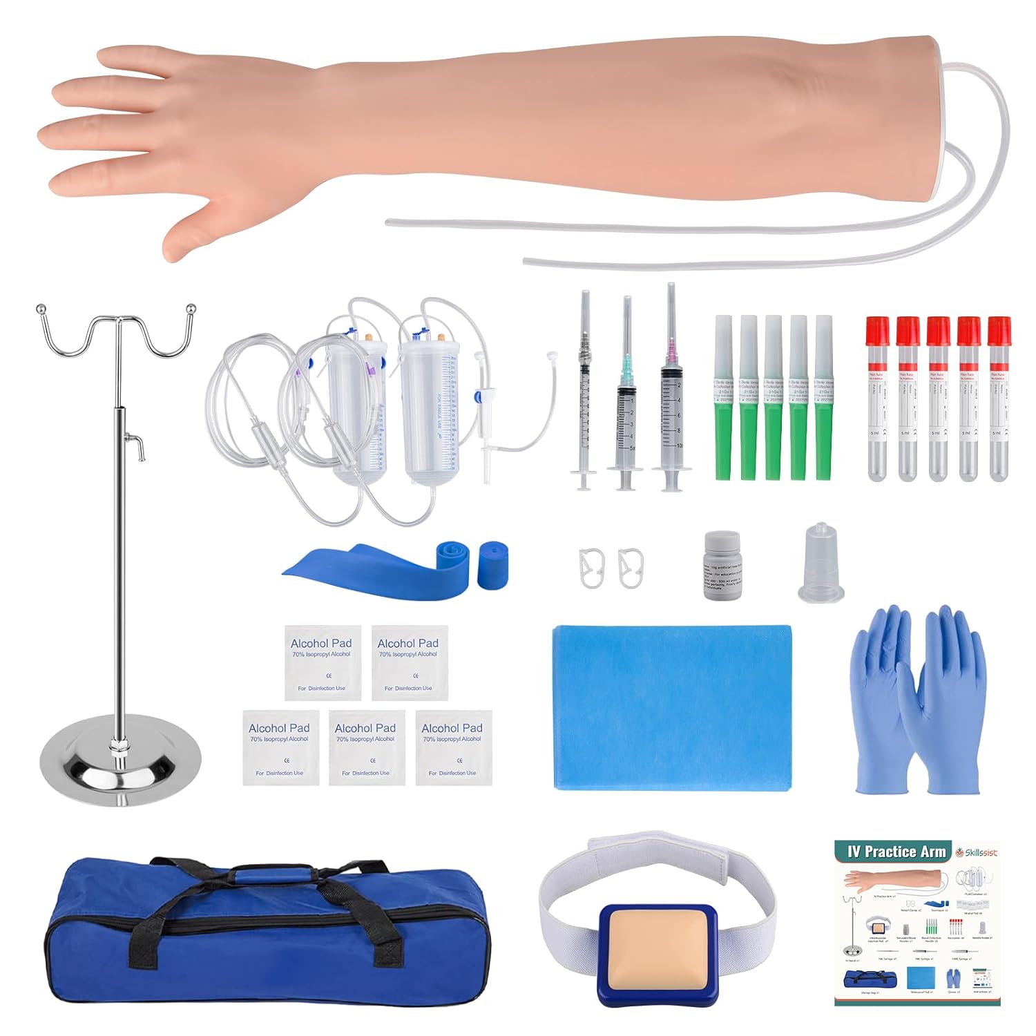 Phlebotomy Practice Kit, IV Practice Arm with Veins, Blood Draw & Venipuncture Training for IV Insertion Practice, IV Injection Practice Kit for Medical Education and Demonstration Only