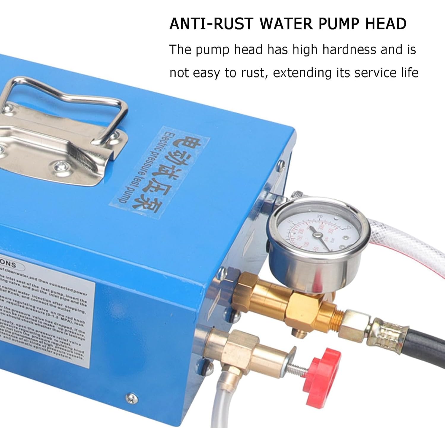 Bomba eléctrica de prueba de presión, herramienta de prueba hidrostática para comprobación de tuberías, 0-12 kg/cm², 9 l/min, con medidor a prueba de golpes para calefacción de suelo, calefacción de