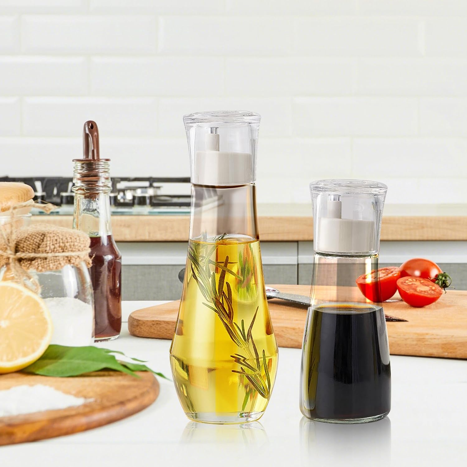 2 Pack Soy Sauce Dispenser with No-Drip Spout, Glass Oil and Vinegar Dispenser Bottle Set, Olive Oil Cruet with Dust Cap for Kitchen Cooking, 5.1oz - Image 7