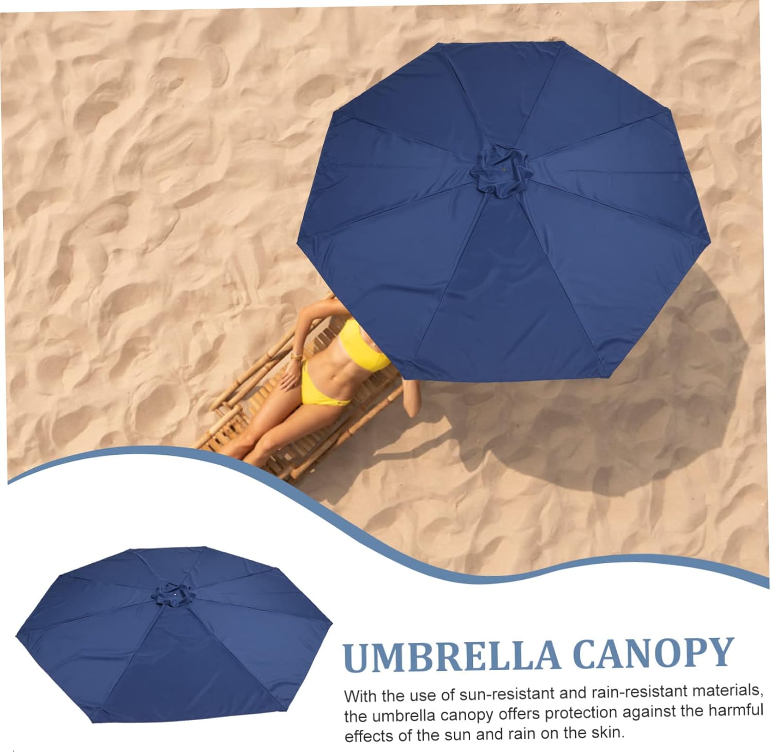 VANZACK Replaceable Umbrella Canopy Durable Outdoor Patio Canopy Replacement for Ribs Easy Installation UV Rain Resistant for Patios and Beaches
