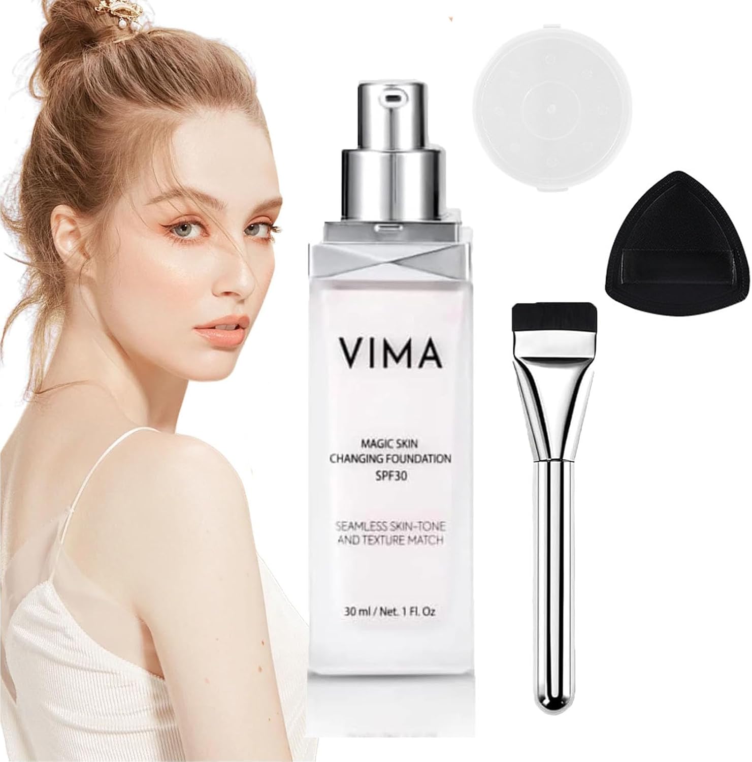 Vima Changing Foundation, Vima Cosmetics, Vima Color Changing Foundation for Older Women, Vima Magic Skin Changing Foundation, Makeup Vima Changing Foundation for All Skin Types (1pcs)
