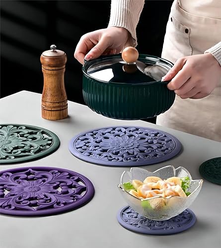 Miniatura 5 de Zoyizi Salvamanteles para platos calientes, ollas y sartenes, almohadillas calientes de silicona para cocina, soporte flexible de silicona para