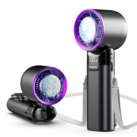 sylvwin Portable Handheld Fan,Adjustable Mini Fans Speed(1-100),5000mAh Battery Rechargeable Personal Fan,Cooling Handheld Fans for Travel Camping Outdoor(Gray)