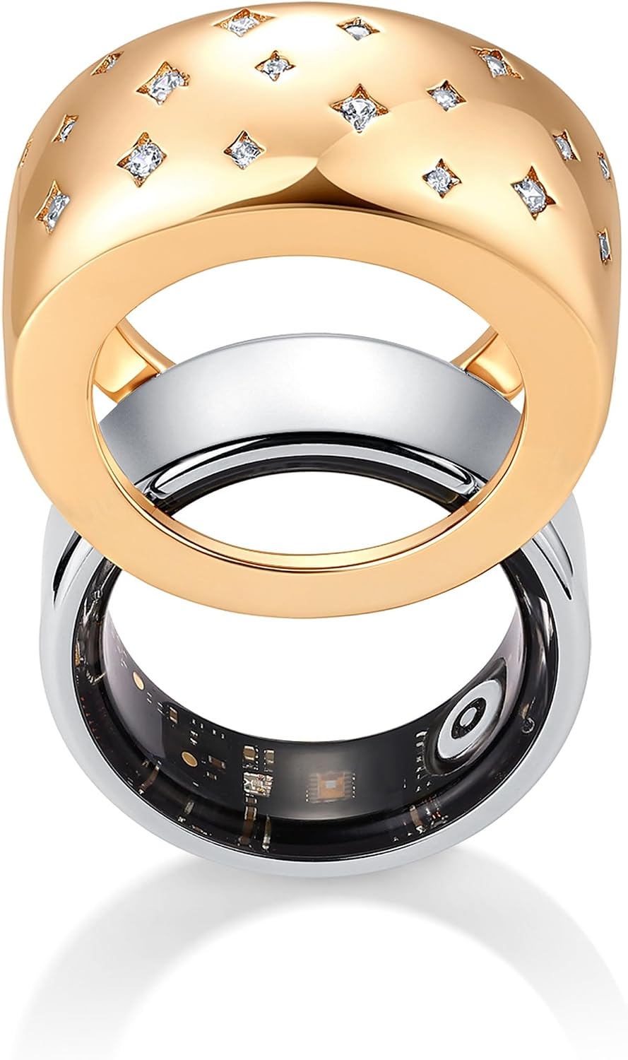PAVOI 14K Gold Plated Smart Ring CZ Cover Compatible with Oura Ring Gen 4