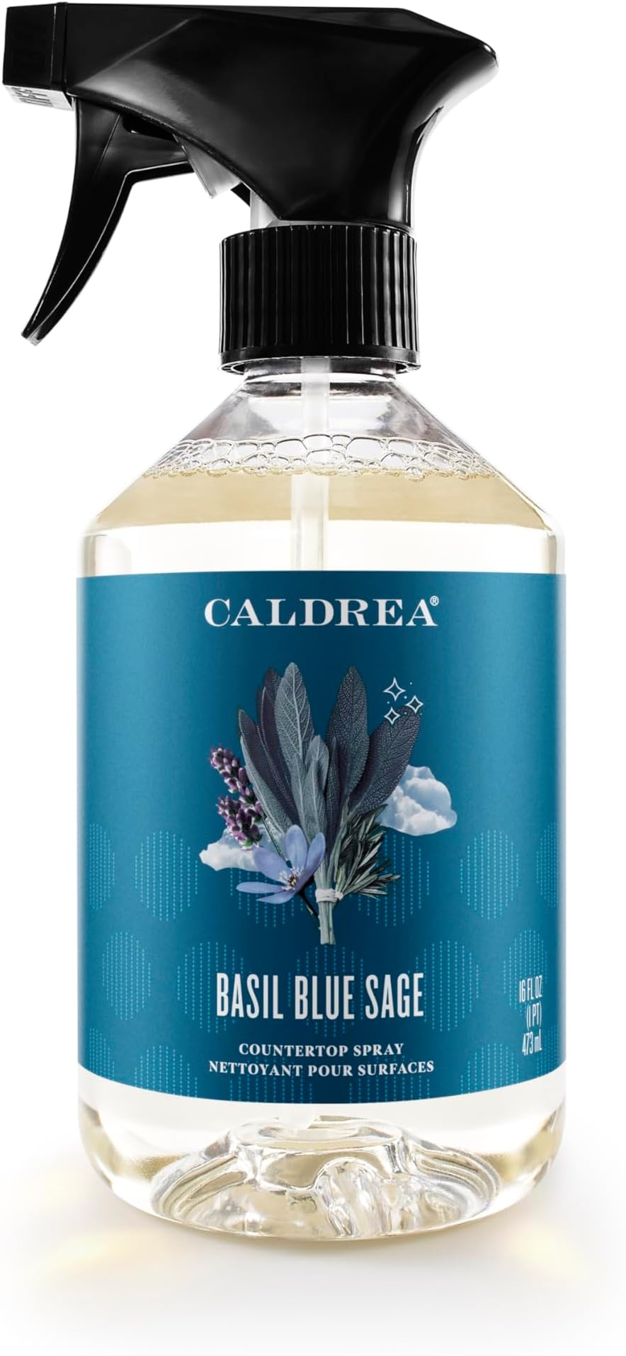 Caldrea Basil Blue Sage Countertop Spray Surface Cleaner 16 oz