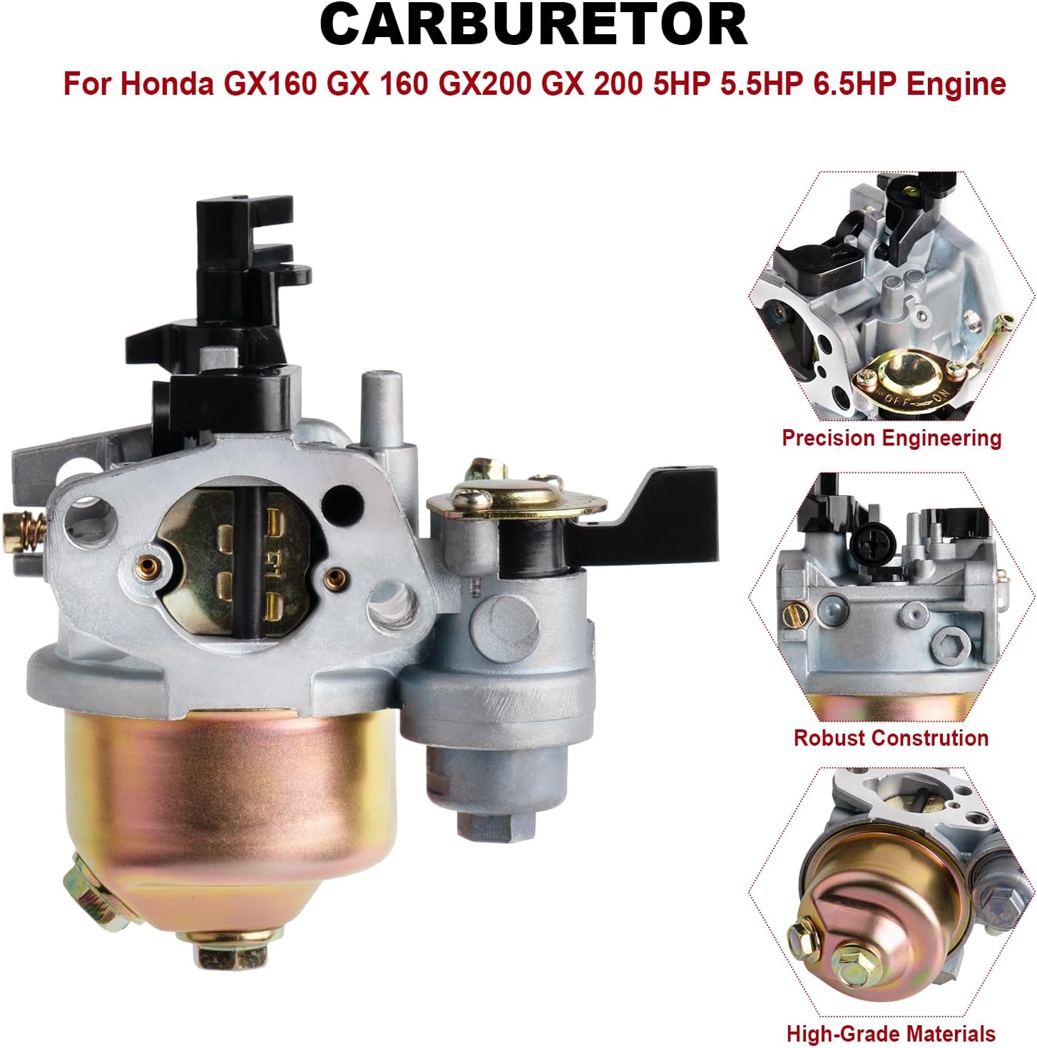 GX160 GX200 Carburetor for Honda GX120 GX140 GX 160 GX168 GX200 5HP 5.5HP 6.5HP Engine Replaces 16100-ZH8-W61 16100-ZE1-814 16100-ZE1-825 Honda GX 200 Carburetor