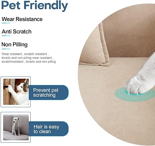 Miniatura 123 de Funda de sofá impermeable para mascotas, extra ancha, resistente al agua, lavable, para 3 cojines, a prueba de arañazos, para perros y gatos, 95 x