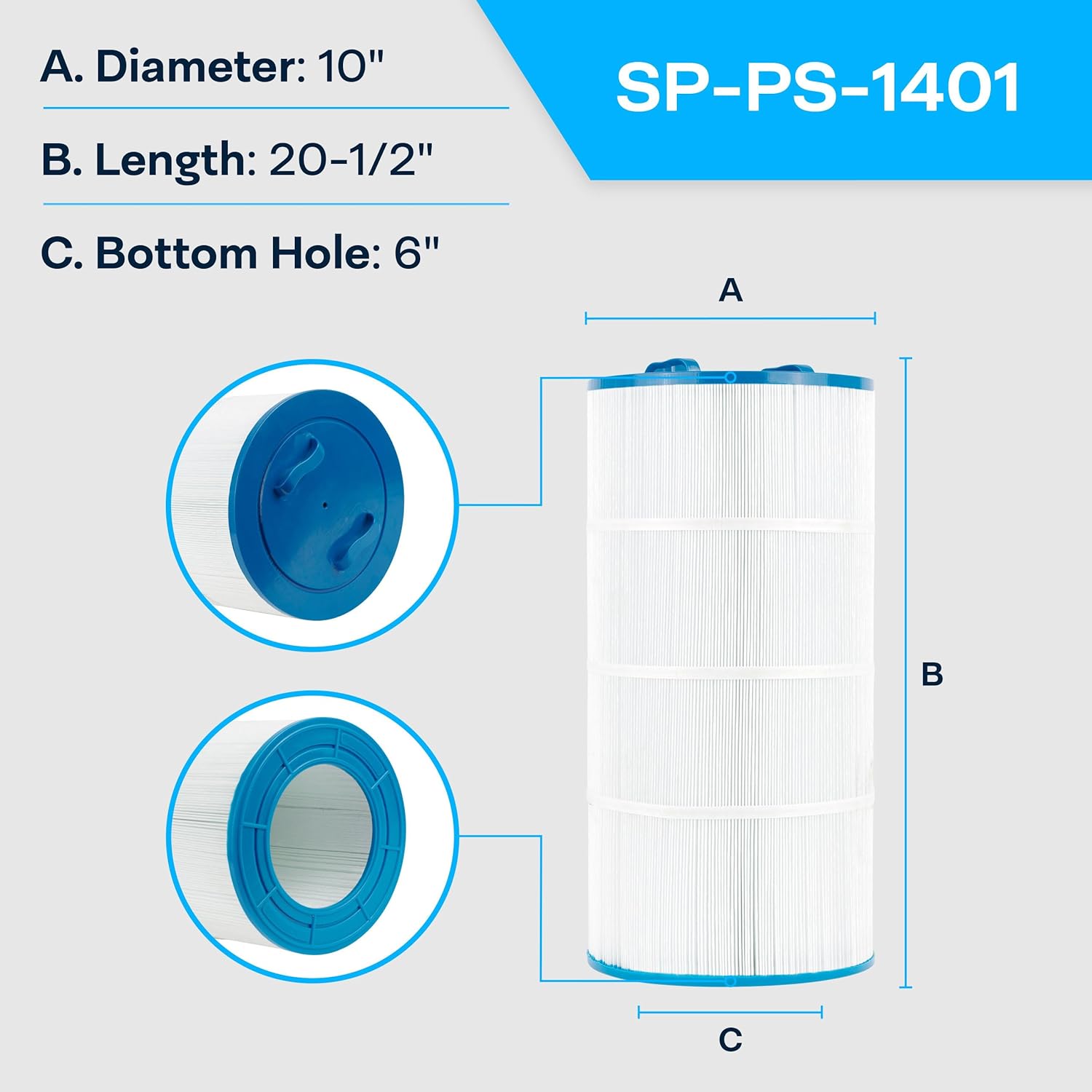 SpiroPure Replacement for Sherlock 120 Unicel C-9481 Pleatco PJ120-4 Filbur FC-1401 Hot Tub Spa Pool Filter Replacement Cartridge