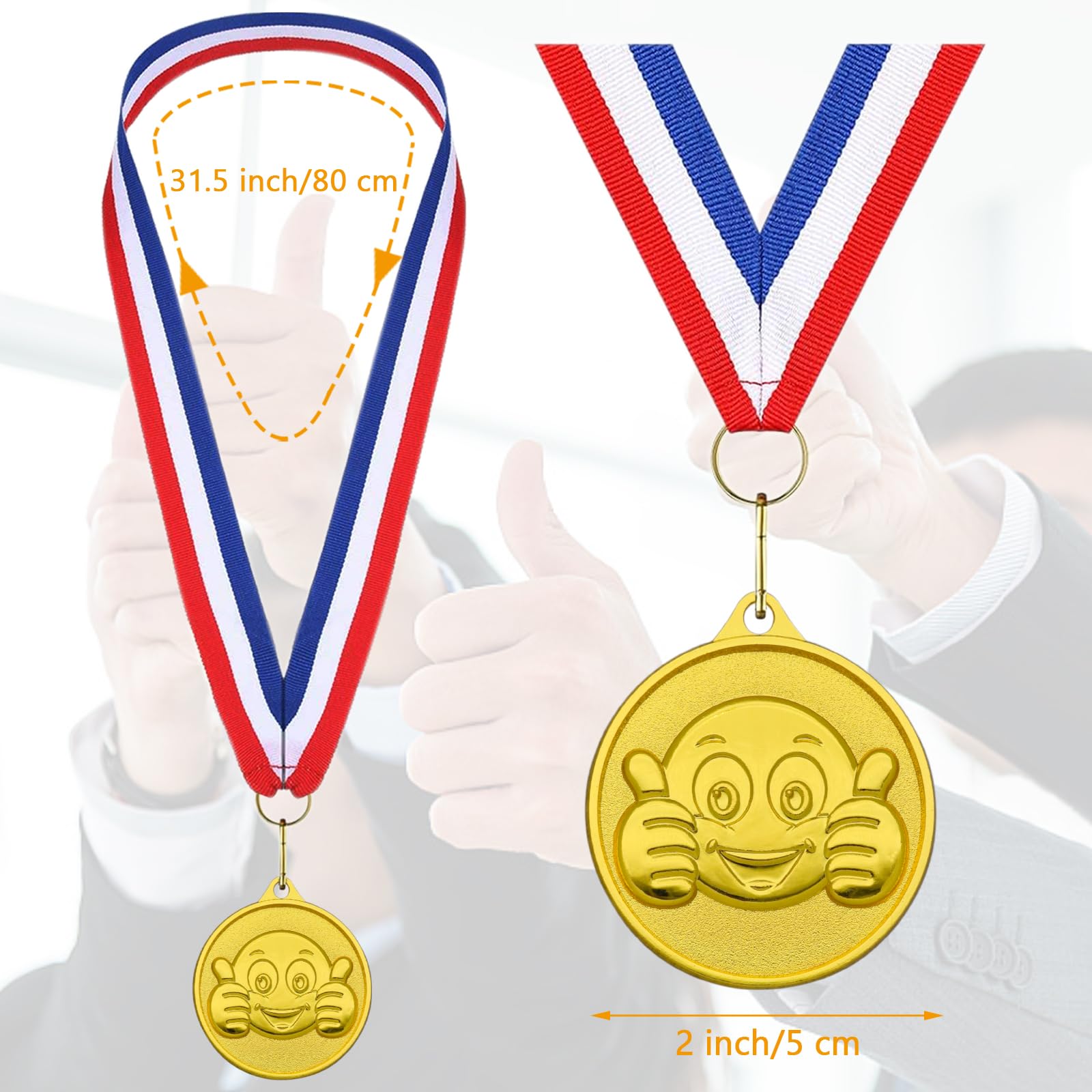 Donrime Medaglie per bambini, 12 pezzi, medaglie in metallo dorato, con collana per feste sportive, compleanni dei bambini, calcio e torneo Contest, bambini adulti