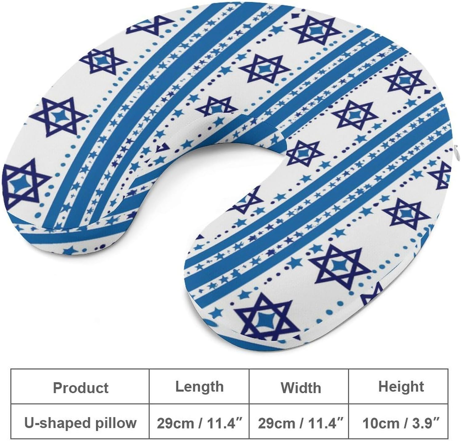 Israel Flag Shaped Travel Pillow U Shape Neck Pillow Washable Pillowcase for Sleeping Chair