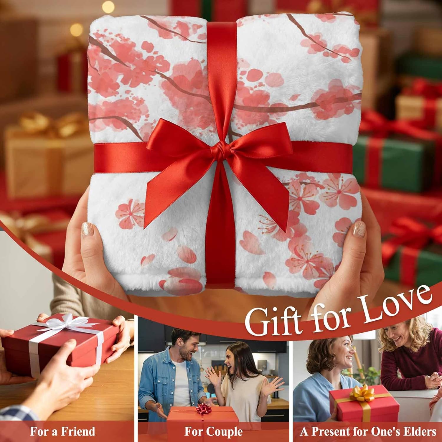 Ultra Soft Flannel Fleece Bed Blanket Cherry Blossom Throw Blanket All Season Warm Fuzzy Light Weight Cozy Plush Blankets for Living Room/Bedroom 40x50in - Image 8