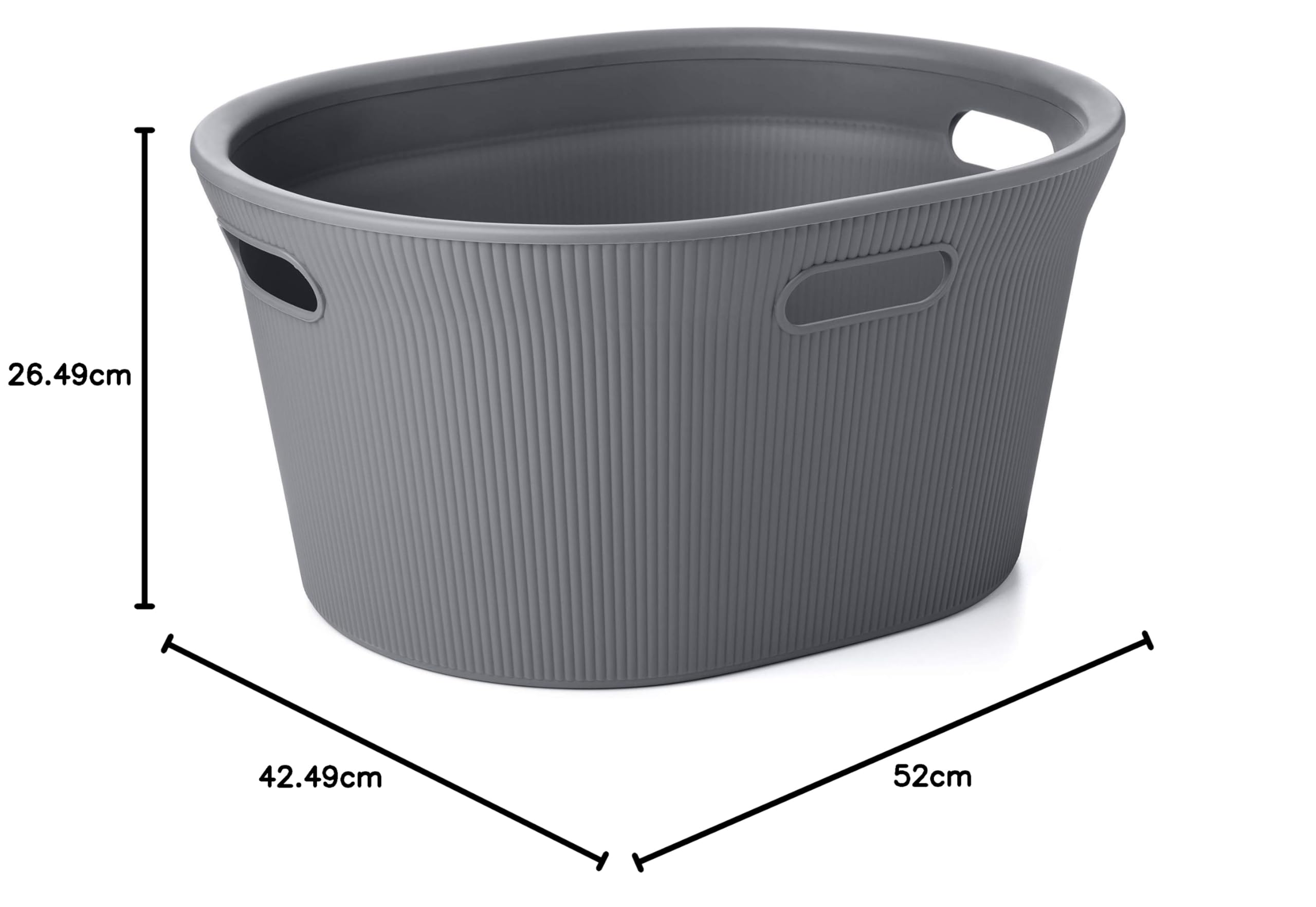 Tatay Cesto de Ropa Baobab, 35 L de Capacidad, de Polipropileno, Libre de BPA, 3 Asas, Color Gris (Antracita), Medidas 52 x 42.5 x 26.5 cm