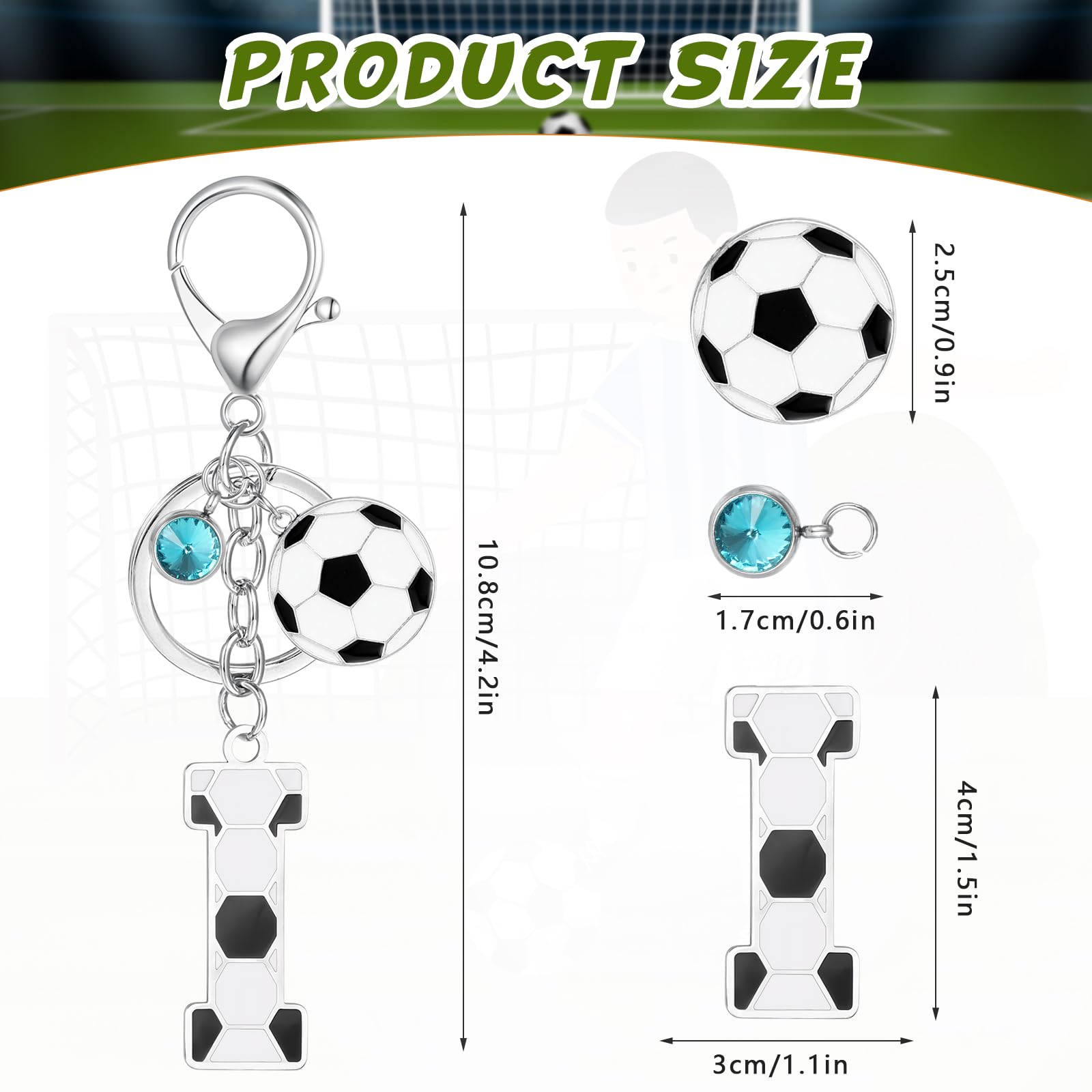 MWOOT Portachiavi Calcio Lettera Iniziale, Portachiavi Alfabeto con Ciondoli a Calcio, Portachiavi Sport Regalo Calcio per Amanti del Calcio, Charms per Borse Zaino Accessori
