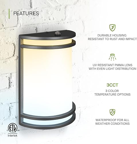 Miniatura 4 de ASD Lámpara LED de montaje en pared para exteriores de 10 pulgadas del atardecer al amanecer, negro mate, iluminación moderna de pared con