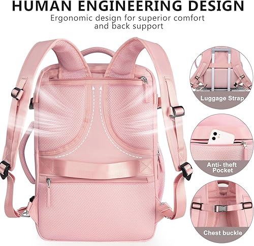 Miniatura 7 de Mochila de Viaje Snoffic para Mujer, Rosa