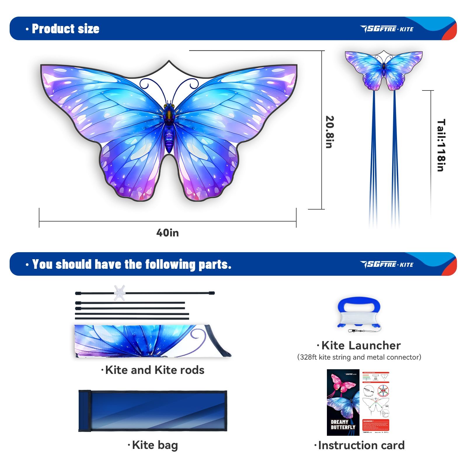 SGftre Juego de 2 cometas de mariposa para niños y adultos, juguete fácil de volar al aire libre para niños y niñas, ideal para la playa y actividades al aire libre