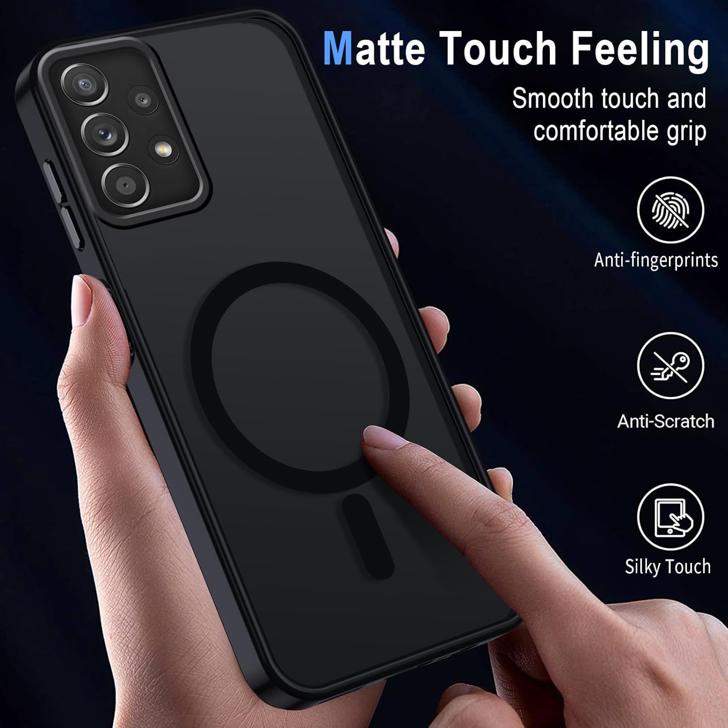 Tawarror Magnetyczne etui na telefon Samsung Galaxy A53 5G, matowe, półprzezroczyste etui na telefon komórkowy Samsung A53, tylna strona z poliwęglanu, odporne na zarysowania, z tworzywa TPU, ochrona