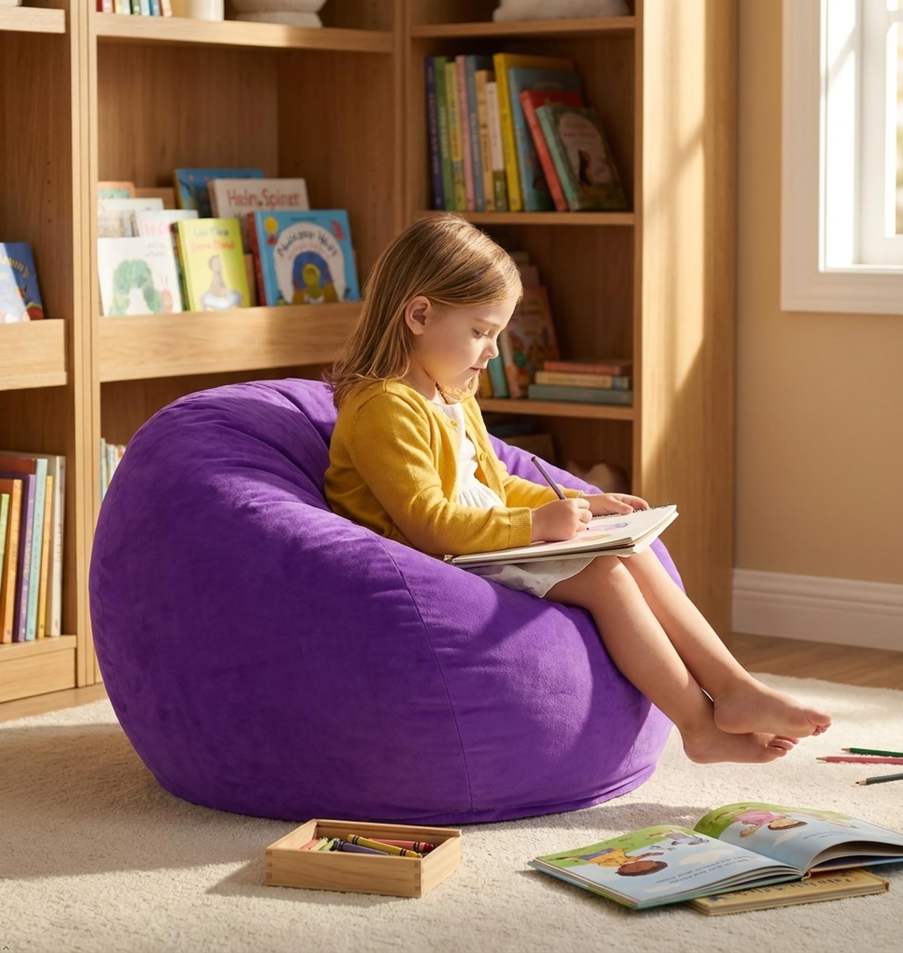 Hobestluk 2FT Bean Bag Chairs Small BeanBag Chair Velvet Fabric