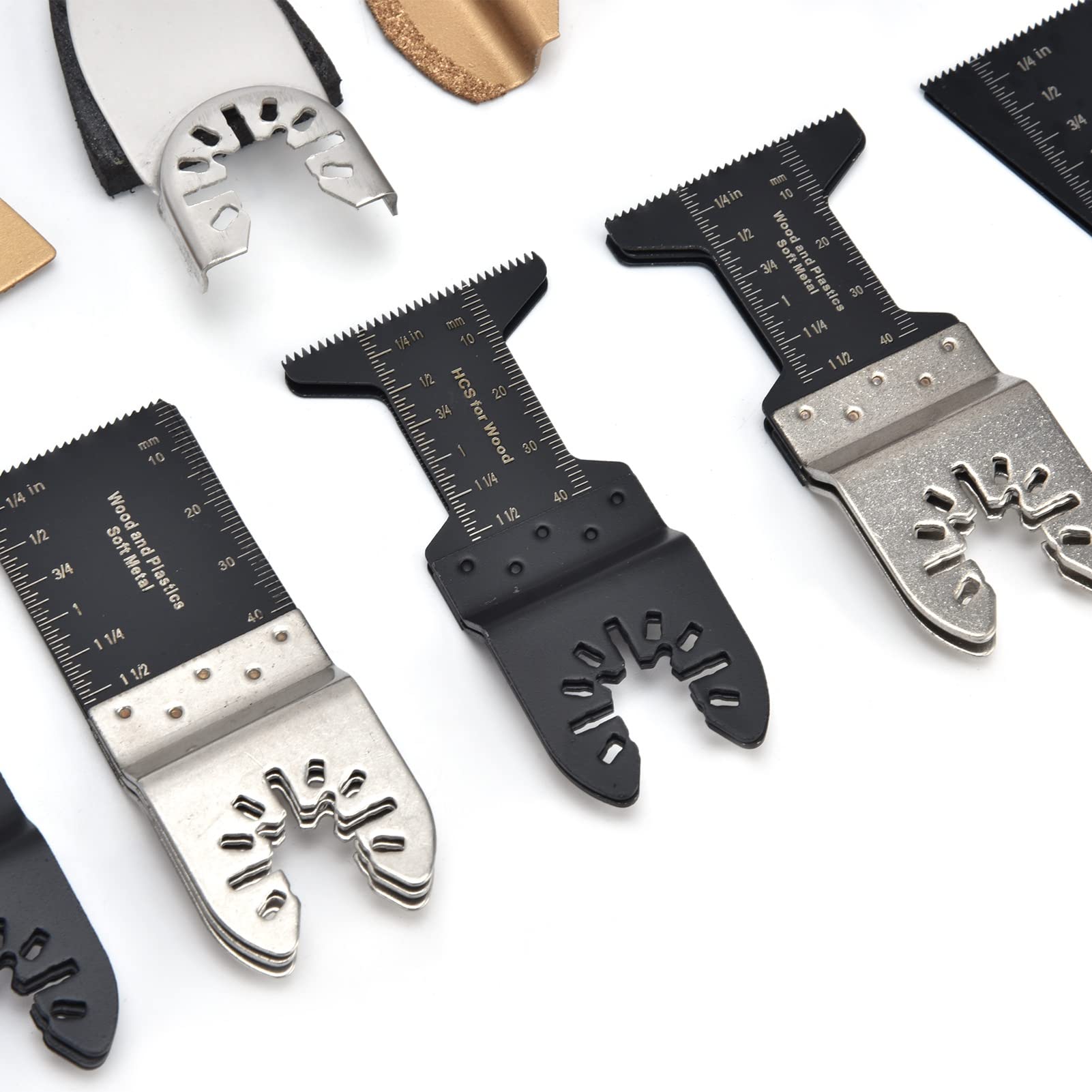 Kit lame multiutensile oscillanti per legno, set lame per dritte in acciaio ad alto tenore di carbonio, design a dente di per tagli rapidi, include accessori per guarnizioni in