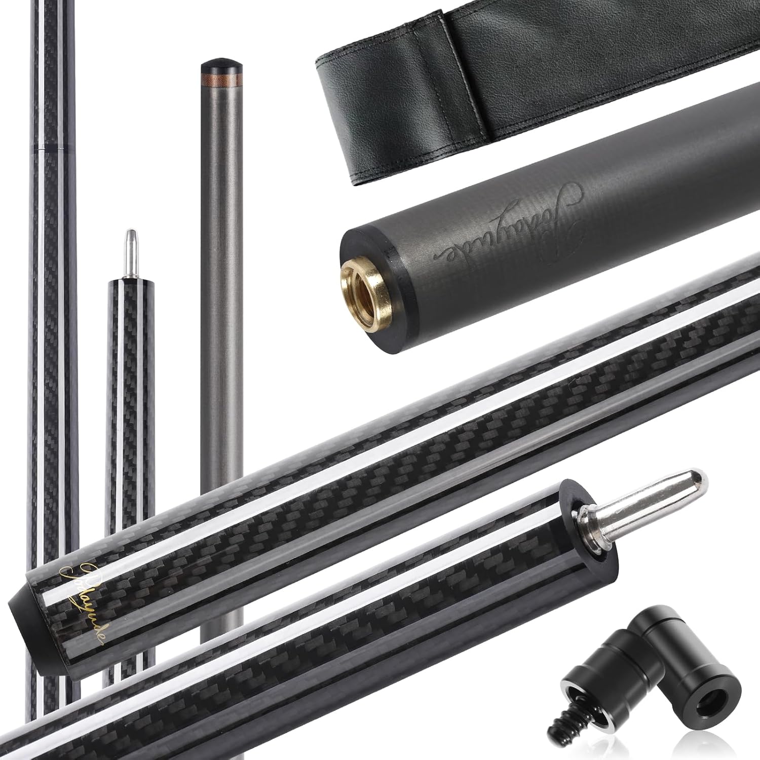 PODAYUDE Carbon Fiber Break Jump Cue - 3 Pieces Carbon Fiber Pool Cue Stick Uni-Loc Joint 12.9mm Tips Break Cue Pool Stick 58" Billiard Cue Sticks - 20oz