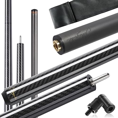 PODAYUDE Taco de salto de fibra de carbono  3 piezas de taco de piscina de fibra de carbono Uni-Loc Junta Puntas de 0.508 in Puntas de Break Taco de