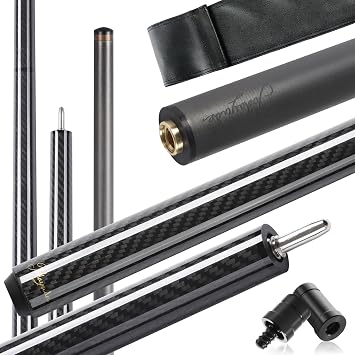 PODAYUDE Carbon Fiber Break Jump Cue - 3pcs Carbon Fiber Pool Cue Stick Unilock Joint 12.9mm Tip Break Cue Pool Stick 58" Billiard Cue Stick - 20oz