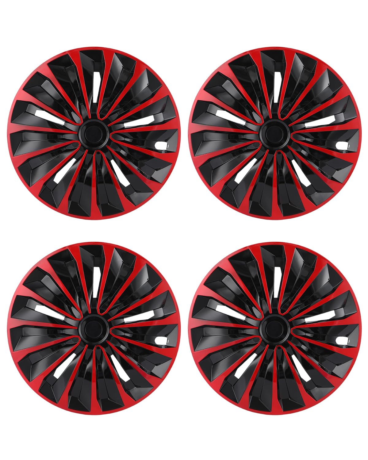 ABX Hubcap Wheel Covers Hub Caps 15 Inch Set of 4 Black &amp; Red Universal Wheel Rim Cover R15 Stylish Car Decor Wheel Covers for Toyota Camry Nissan Mazda (TT Black &amp; Red, 15 inch)