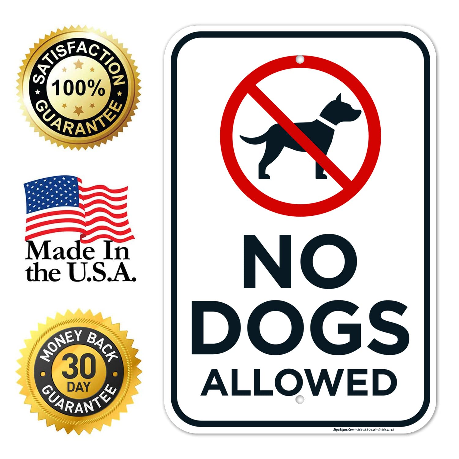 No Dogs Allowed Sign with Graphic Sign, 12x18 Inches, Rust Free .063 Aluminum, Fade Resistant, Made in USA