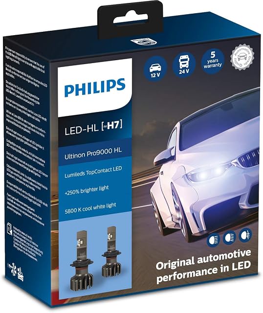 Philips Ultinon Pro9000 LED Car Headlight Bulb (H7), set of 2