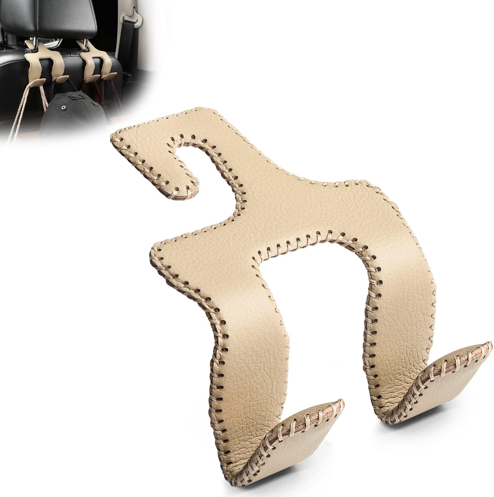 Car Seat Headrest Hooks, Bag Hooks for Car Headrest Hooks for car 2 in-1 Durable Hook Leather Car Headrest Hooks Car Seat Back Hooks Car Purse Accessories for Hanging, Purses, Umbrellas, Grocery Bags