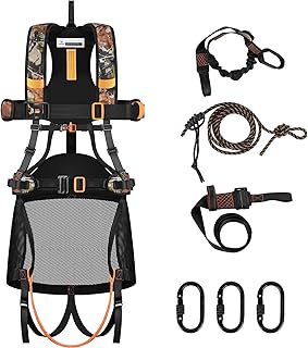 Kalkal Tree Stand Harness, Tree Saddle Safety Harness Hunting for Men, Hunter Safety System Harness with Bridge and Safety Rope