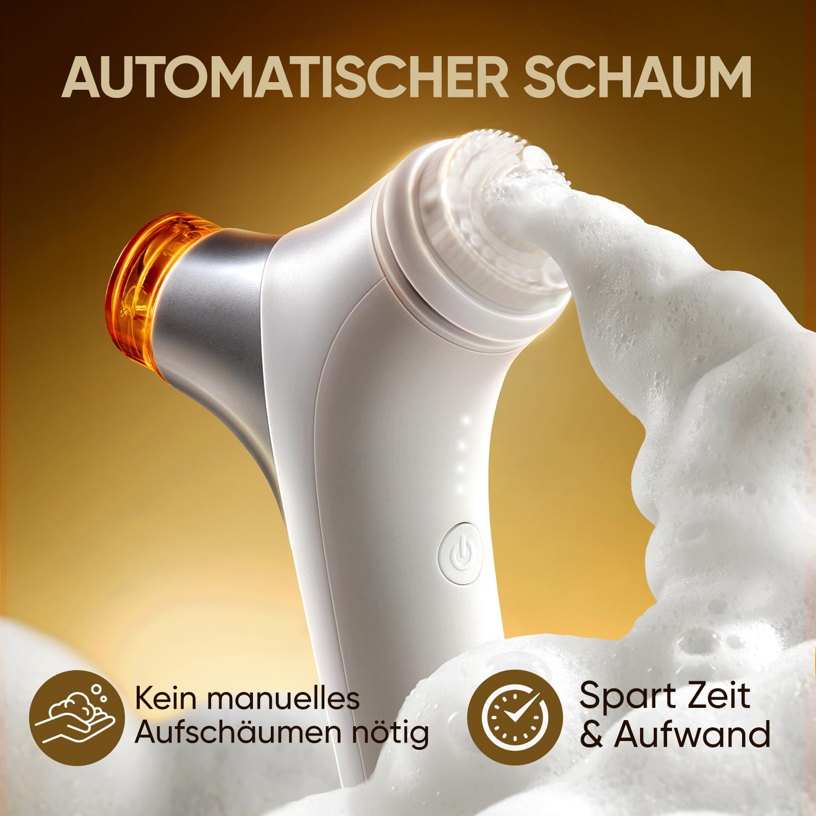 Kingdo 2-in-1 Gesichtsreinigungsbürste Elektrische Gesichtsbürste Silikon, mit automatischer Schaumbildung-IPX7 wasserdicht, 2 Reinigungsköpfe und 4 einstellbare Geschwindigkeiten, für alle Hauttypen