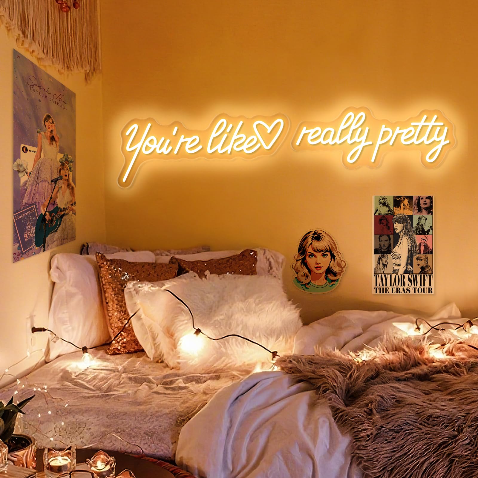 32-Inch Large You're Like Really Pretty LED Neon Sign, Warm White Your Like Really Pretty Neon Light Up Sign for Girls' Bedroom, Vanity, Salon, Powder
