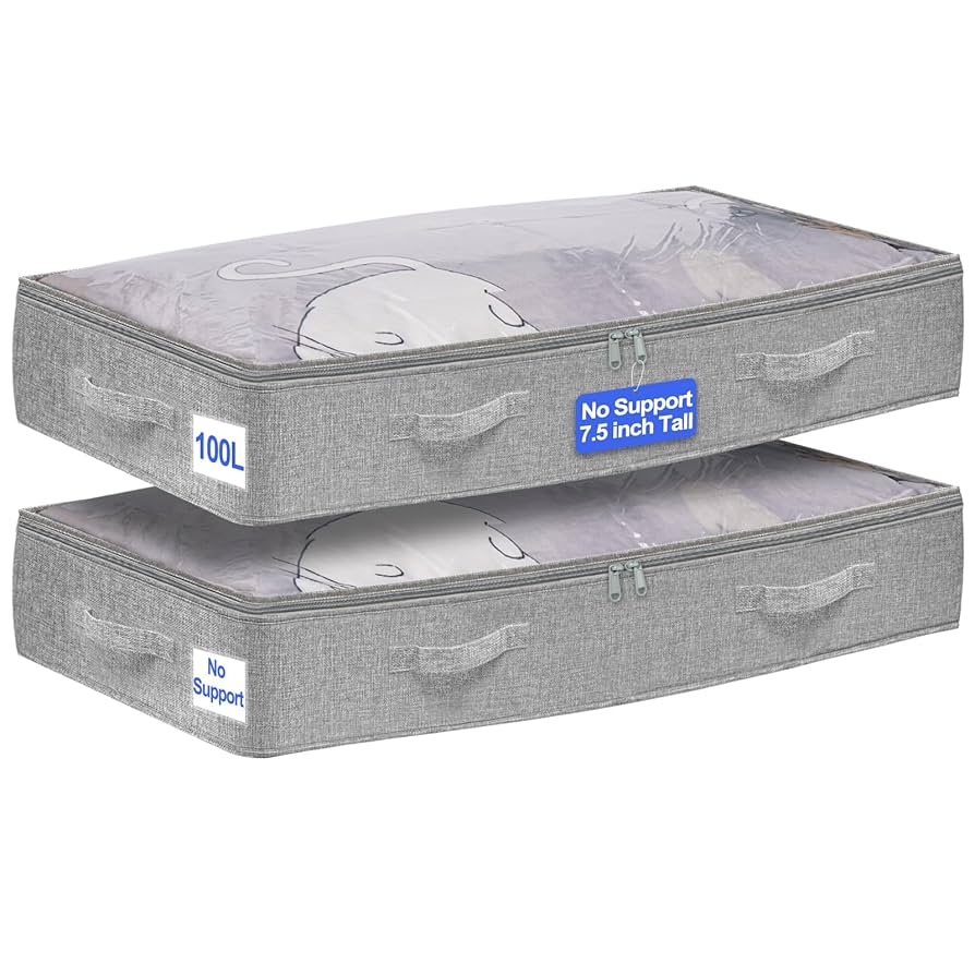 Clothing Storage Qwtwty 5pcs Under Bed Storage Bag Organizer Bottom Polyester Fabric With Reinforced Handle Large Cover Quilt Foldable Under Bed Storage Bag Breathable Transparent On Clearance