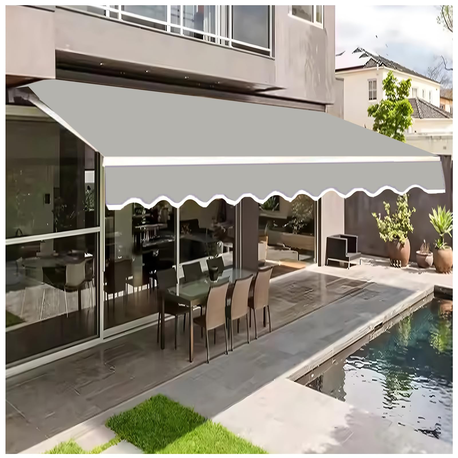 Toile de protection solaire 4x3m de remplacement pour auvent de terrasse extérieur