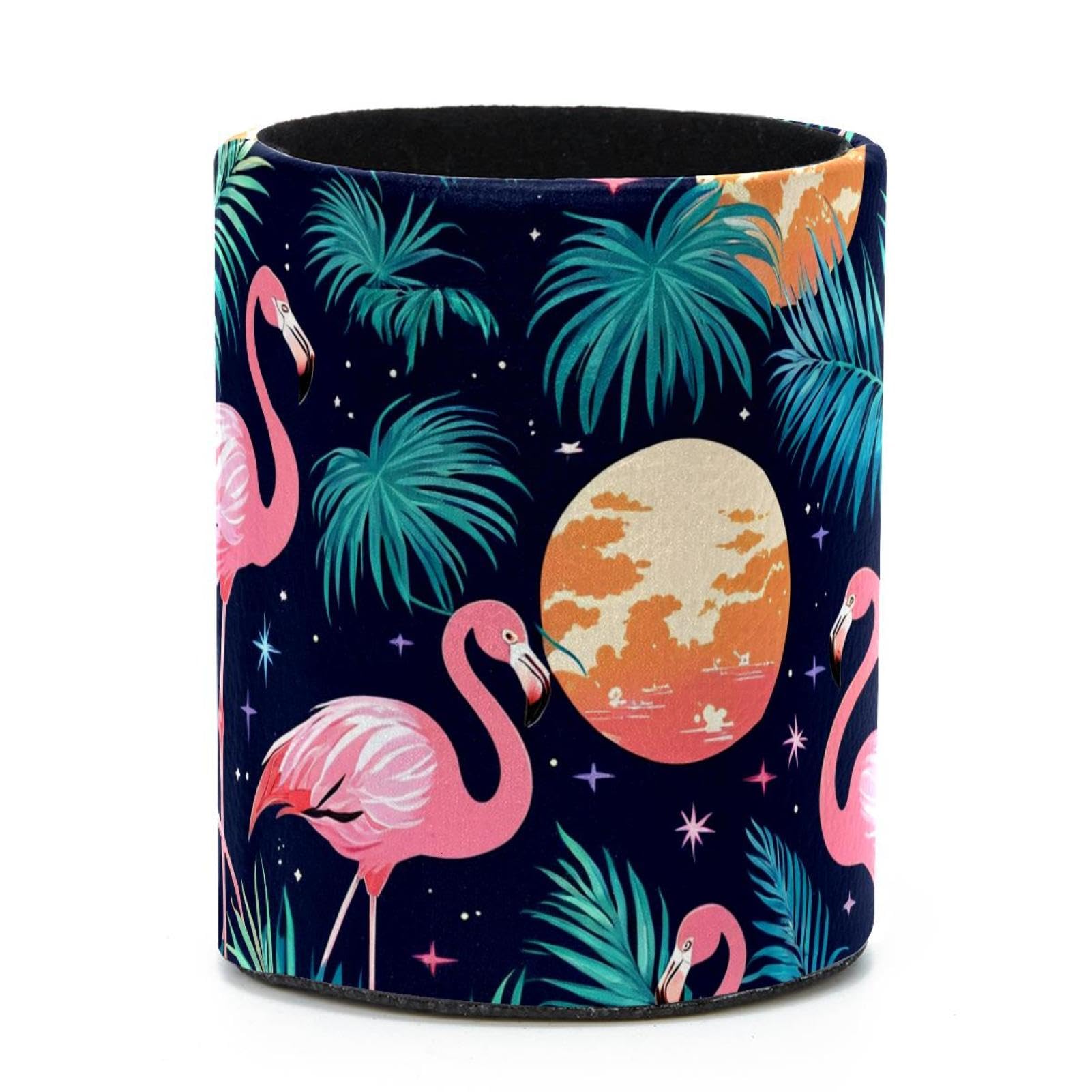 VAPOKF Round Pencil Holders for Desk, Flamingo Pen Holders Pen Pot Makeup Brushes Storage Desktop Stationery Supplies Organiser for Home Office