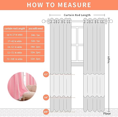 Miniatura 208 de XiDi - Cortinas rosas y grises para dormitorio de niñas, calcomanías de pared de unicornio, cortina verde, oscurecimiento de habitación, opaca, 63