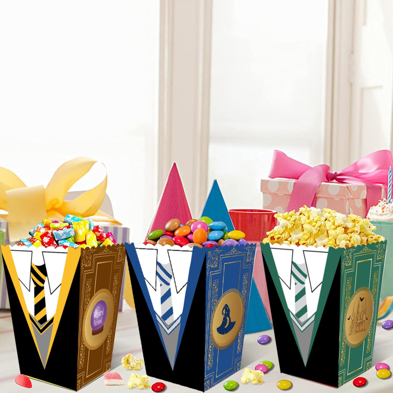 24 Pcs Magical Wizard party popcorn Box, party Candy cookie Box- Snack Containers for Baby Shower Harry themed Birthday Party Supplies