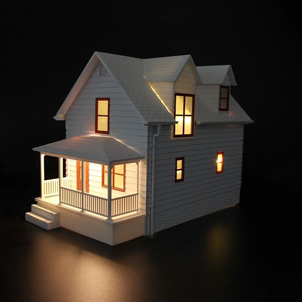 Evemodel Zubehör für Modelleisenbahnanlagen 10 Stk. 3-LED Hausbeleuchtung 5cm warmweiss mit Kabel 20cm 12-18 V DD01WM-10N-EU - 2