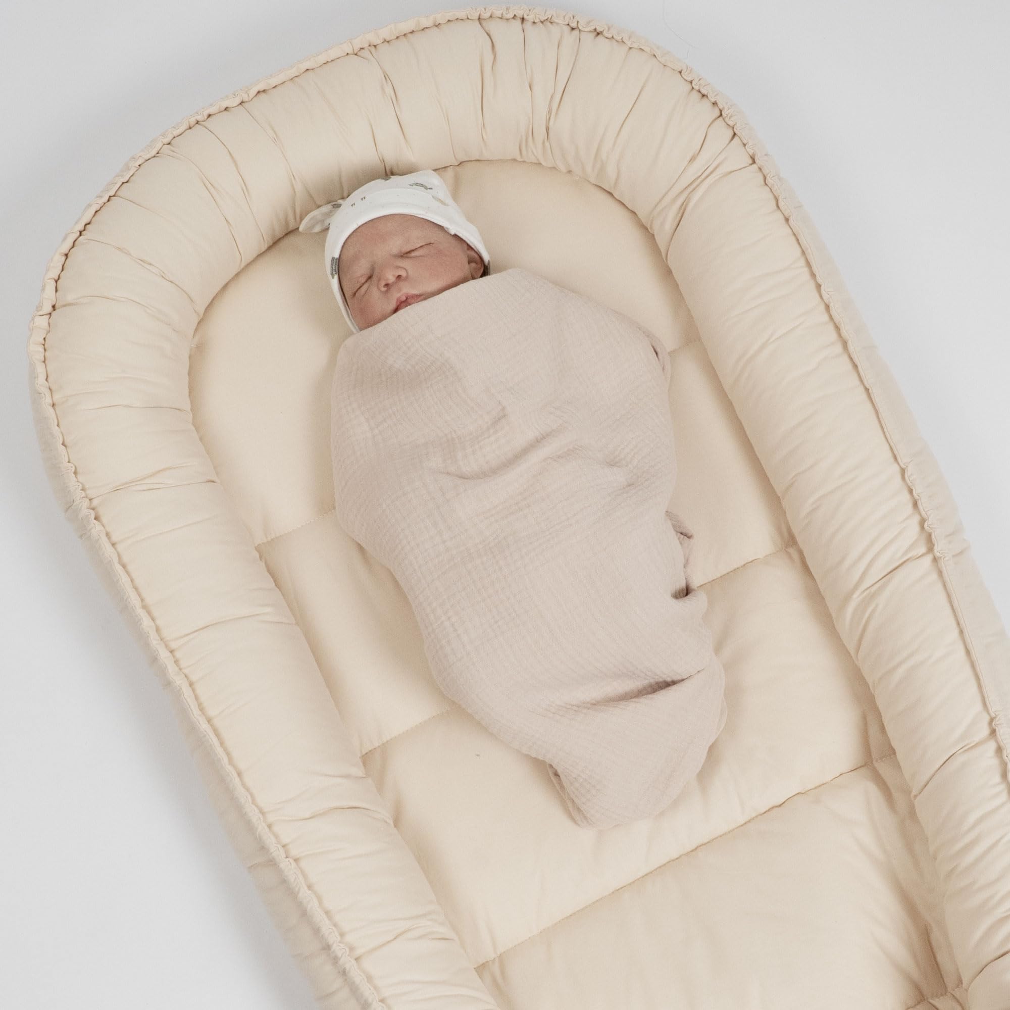 PaLulli® Nido de bebé para recién Nacido XXL 120 x 60 | Tumbona Nido para bebé | 100% algodón | con Bordes Protectores | 0-9 Meses