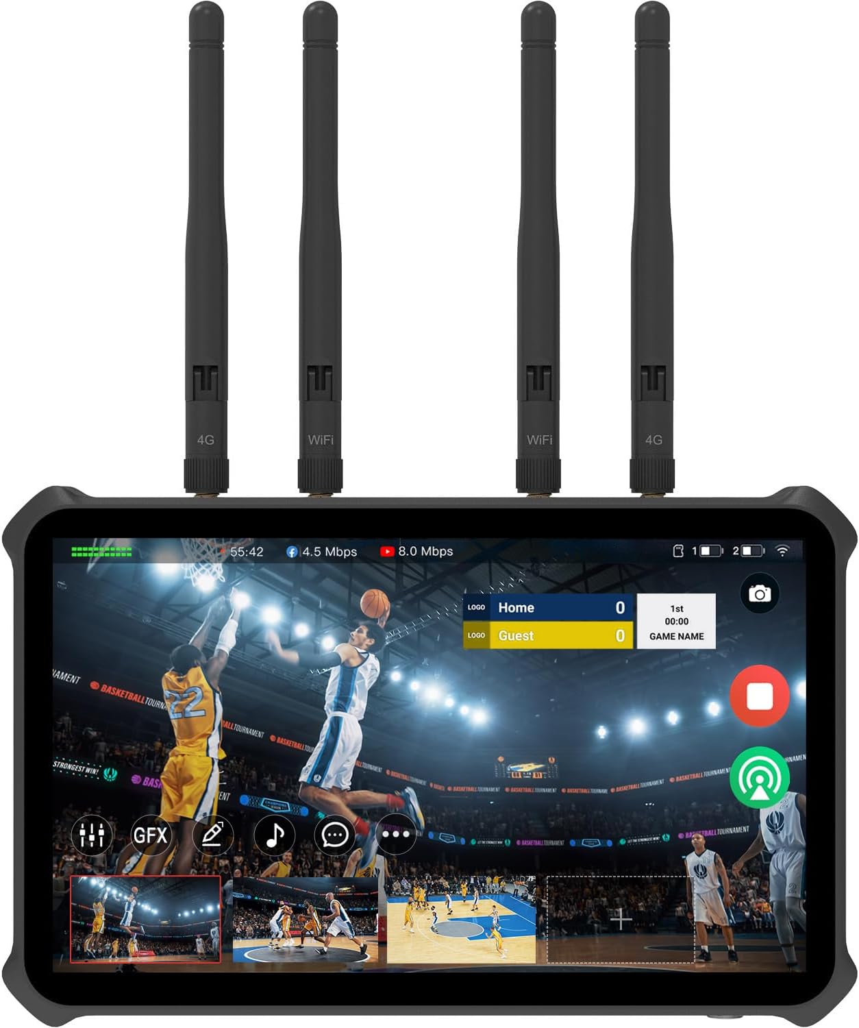 Magewell Director One 55260 – All-in-One Live Production Switcher, Encoder, Streamer & Recorder with 7” AMOLED Touchscreen for YouTube, Twitch, Facebook, NDI HX, SRT, RTMP and More