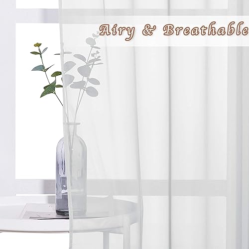 Miniatura 3 de NICETOWN - Cortinas traslúcidas de gasa y largas, con ojales, modernas, para el dormitorio o sala de estar (gris claro, un par, 54 pulgadas de ancho