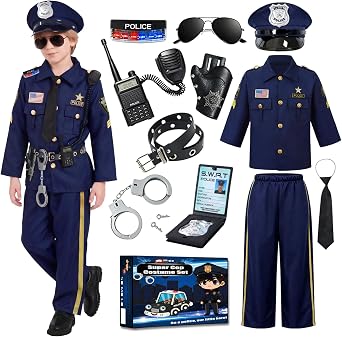 Police Costume for Kids Halloween Role Play with Accessories