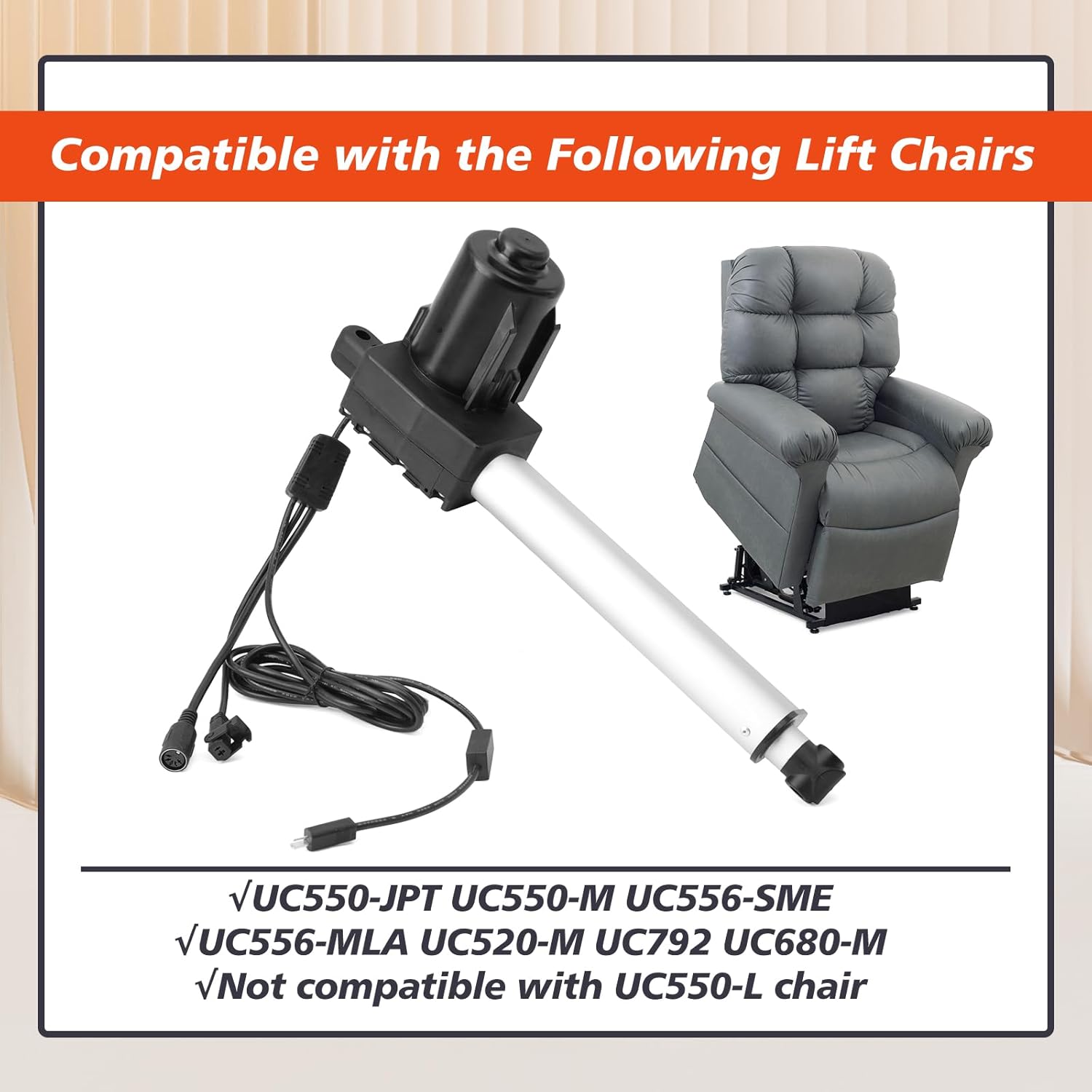 HJA58 Lift Chair Linear Actuator Replacement for Richmat Compatible with Electric Recliner Adjustable Sofas Replace GM1450-LM C109580A5800623